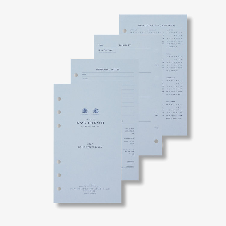 Smythson 2027 Bond Diary Organiser Refill NILE BLUE