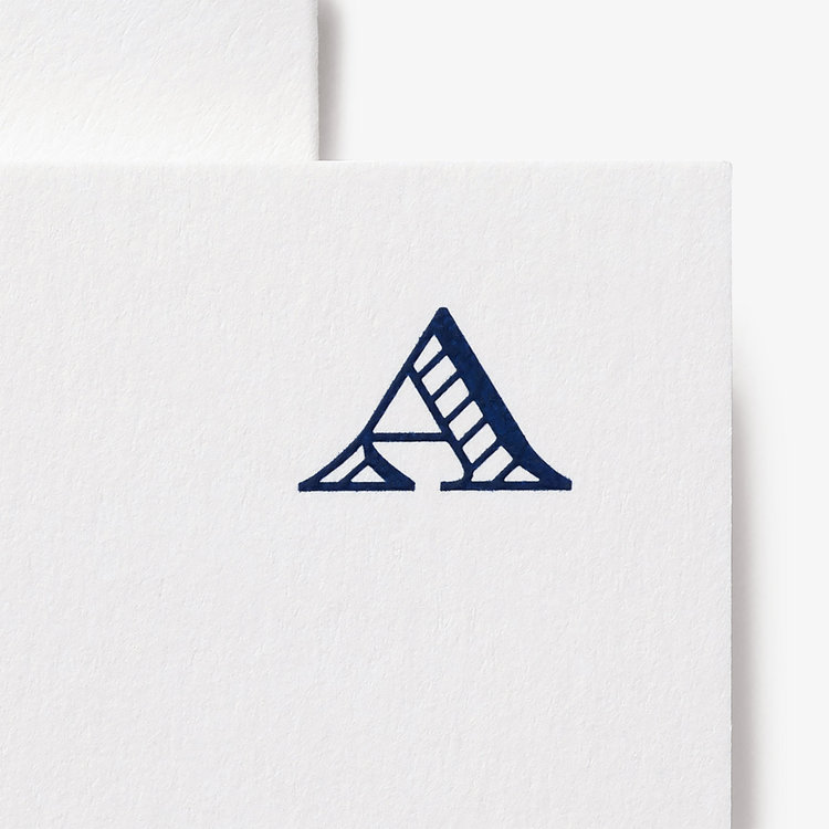 Smythson Initial A Alphabet 10 Card Set WHITE WOVE