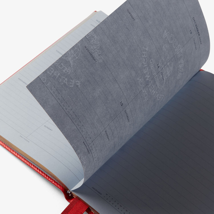 Smythson 2027 Soho Dogs Weekly Diary in Panama SCARLET RED