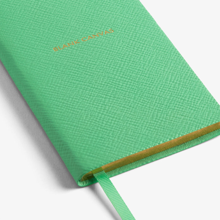 Smythson Pastegrain Panama Notebook Blank Canvas SHAMROCK