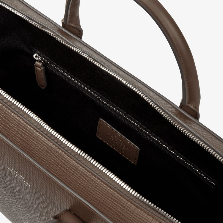 Smythson Panama Slim Lightweight Briefcase FAWN