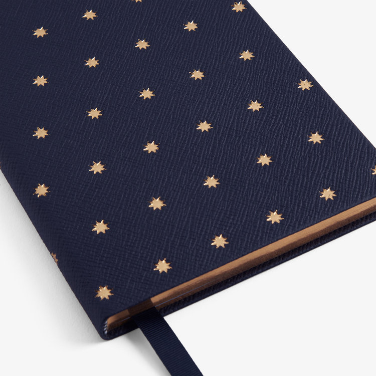 Smythson Pastegrain Stars Soho Notebook NAVY