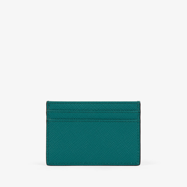 Smythson Panama Flat Card Holder PETROL