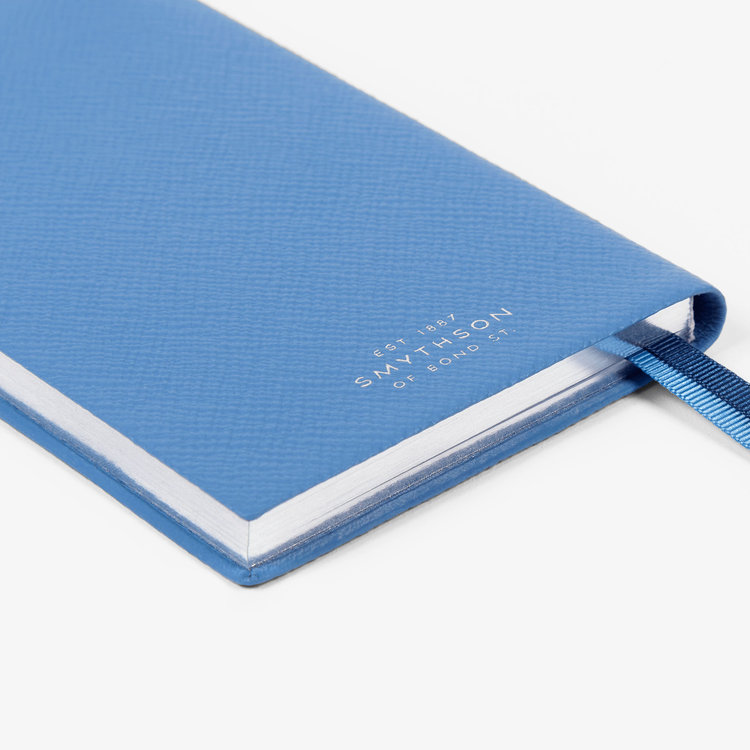Smythson Pastegrain Panama Notebook in Liberty NILE BLUE