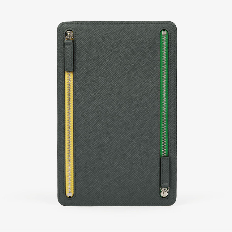 Smythson Panama Multi-Zip Case S GREEN