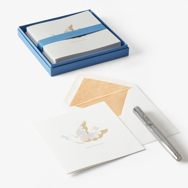 Smythson Christmasn Dove 10CE WHITE WOVE
