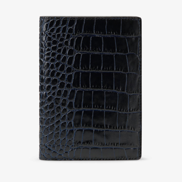Smythson Mara Passport Cover NAVY