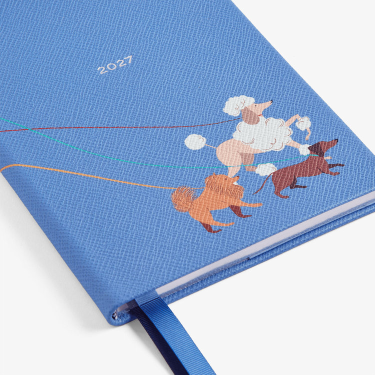 Smythson 【ポイント10%還元】2027 Soho Dogs Weekly Diary in Panama NILE BLUE