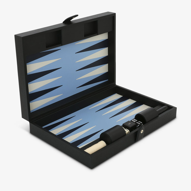 Smythson Panama Medium Bkgammon Case BLACK
