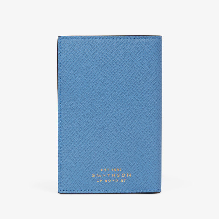 Smythson Panama 6CC Folded Card Holder NILE BLUE