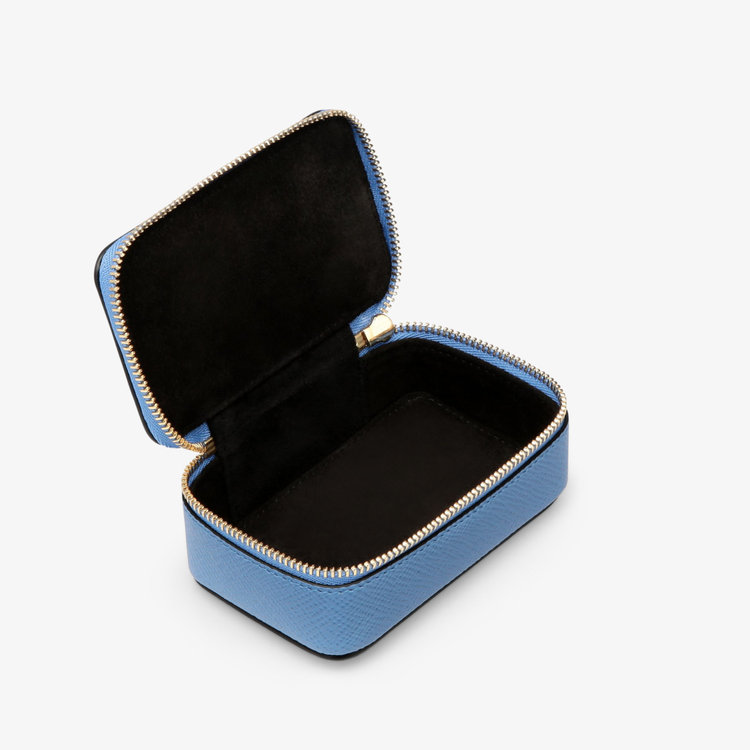 Smythson Panama Rectangle Trinket Case NILE BLUE