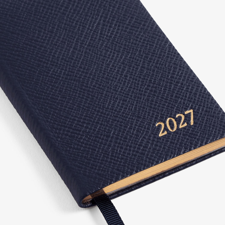 Smythson 【予約】2027 Wafer Weekly Diary in Pastegrain NAVY
