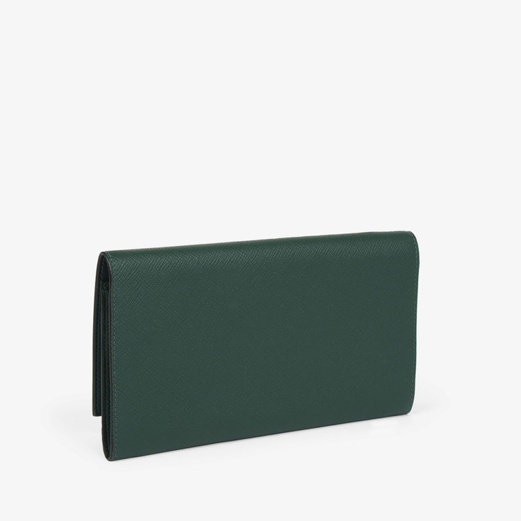 Smythson Panama Marshall Travel Wallet FOREST GREEN
