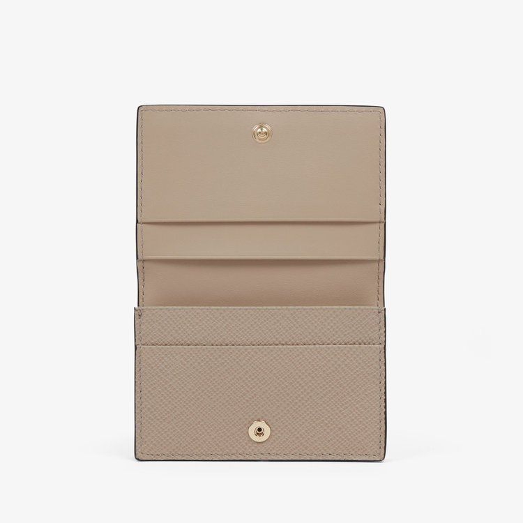 Smythson Panama Folded Card Case With Snap Closure SANDSTONE