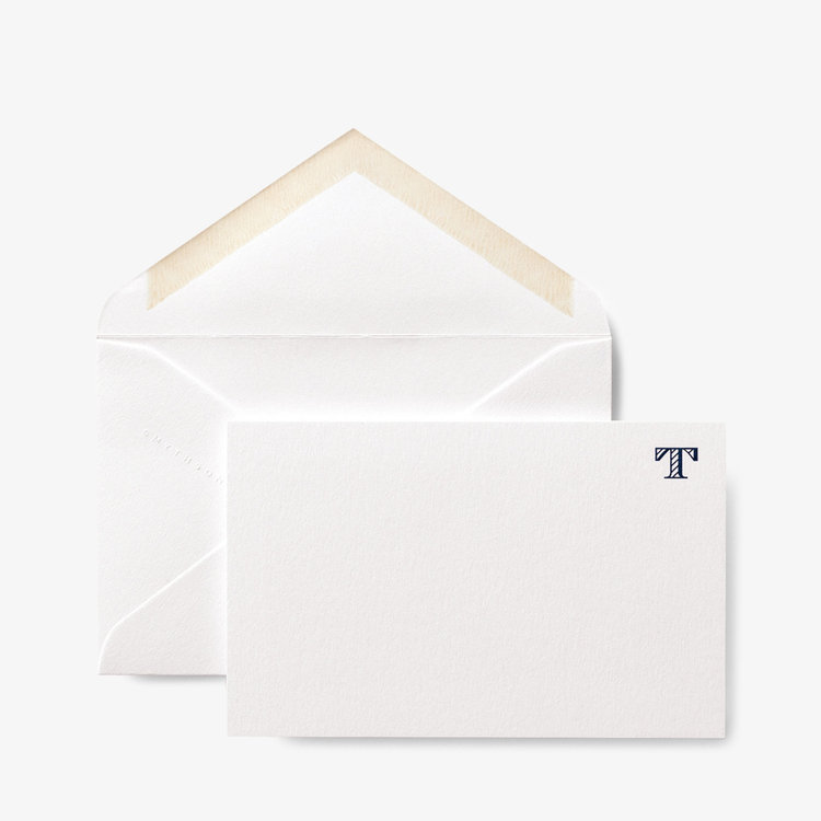 Smythson Initial T Alphabet 10 Card Set WHITE WOVE