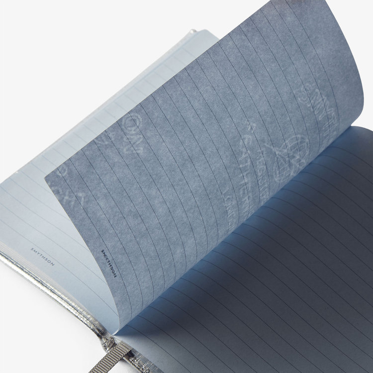 Smythson 【ポイント10%還元】Panama Notebook in Metallic Leather SILVER