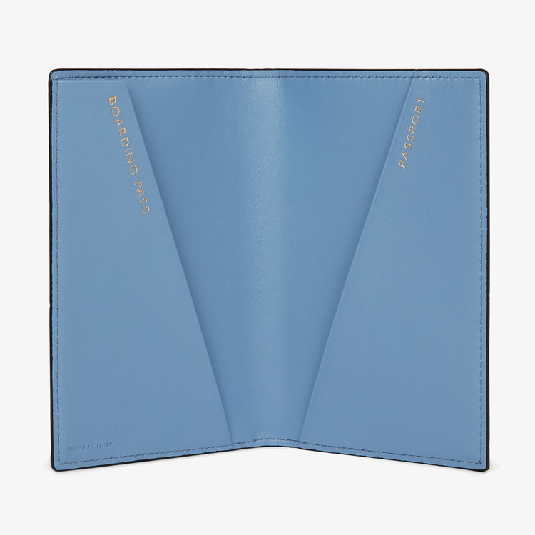 Smythson Mara Passport Cover NILE BLUE