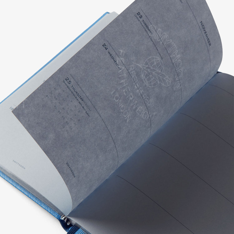 Smythson 2027 Chelsea Weekly Diary in Pastegrain NILE BLUE