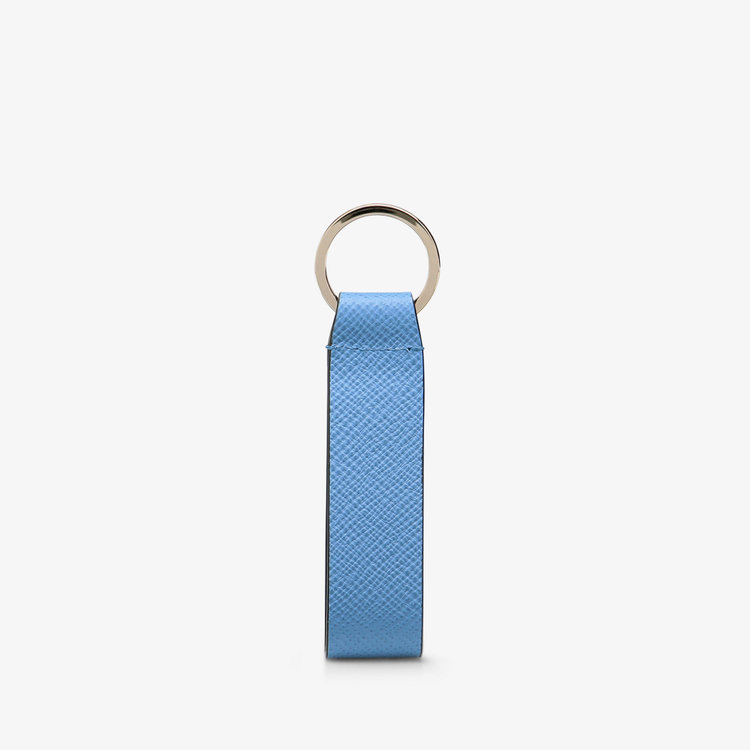 Smythson Panama Keyring Withleather Strap NILE BLUE