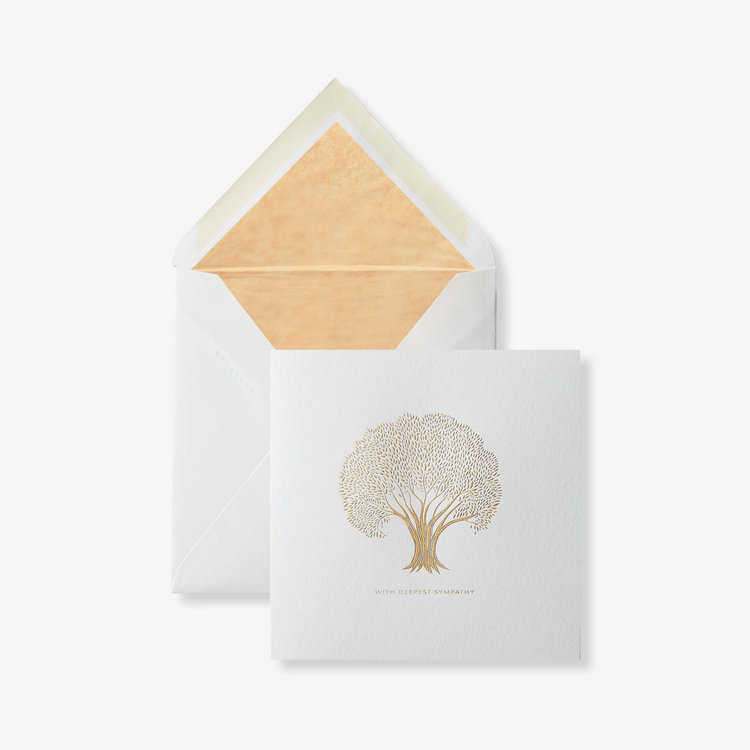 Smythson Greetniging Sympathy Tree Card WHITE WOVE