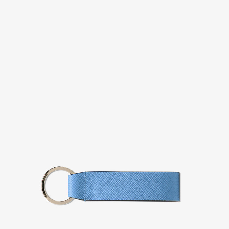 Smythson Panama Keyring Withleather Strap NILE BLUE