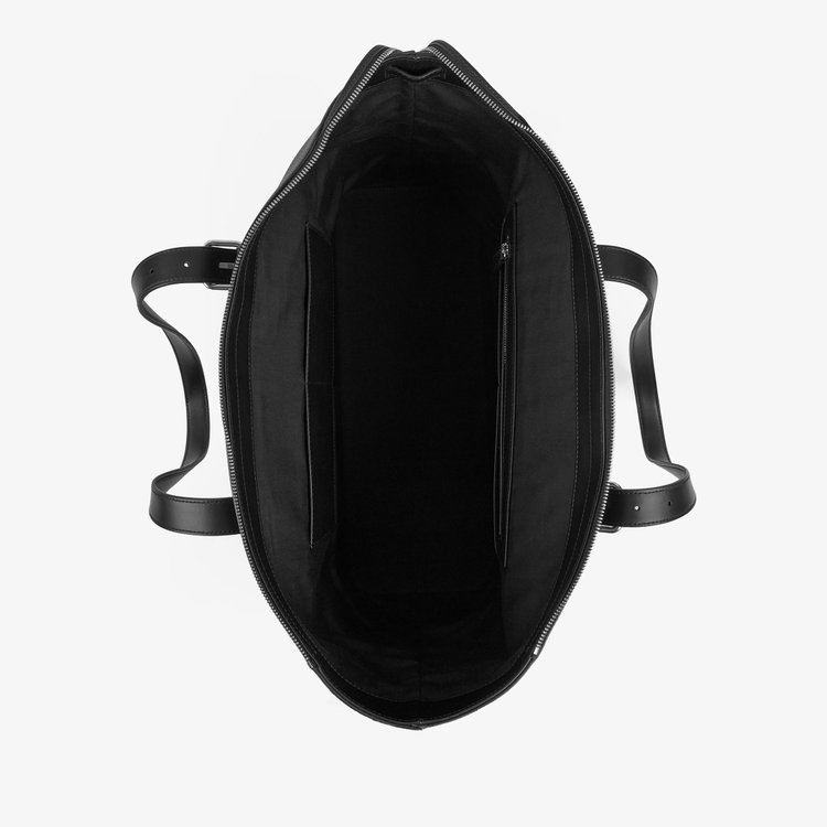 Smythson Travel Tote Bag with Zip in Ludlow BLACK