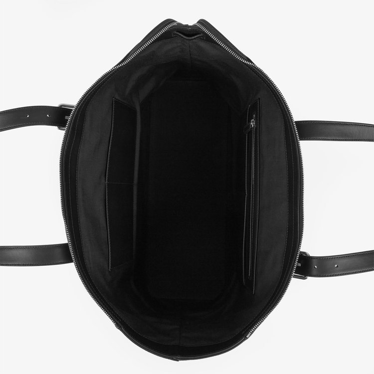 Smythson Travel Tote Bag with Zip in Ludlow BLACK