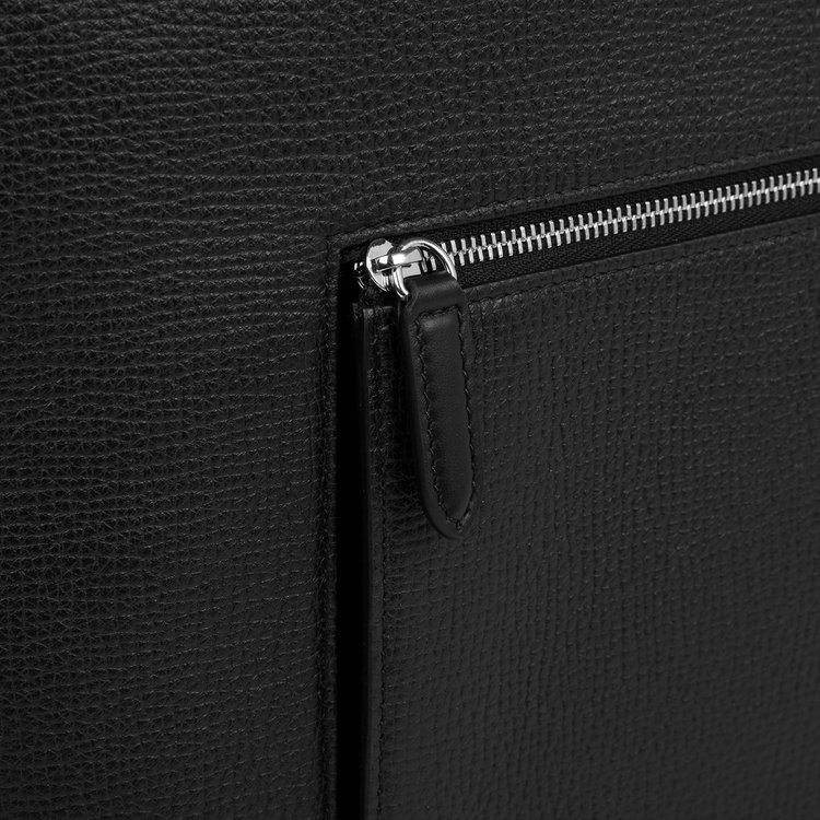 Smythson Travel Tote Bag with Zip in Ludlow BLACK