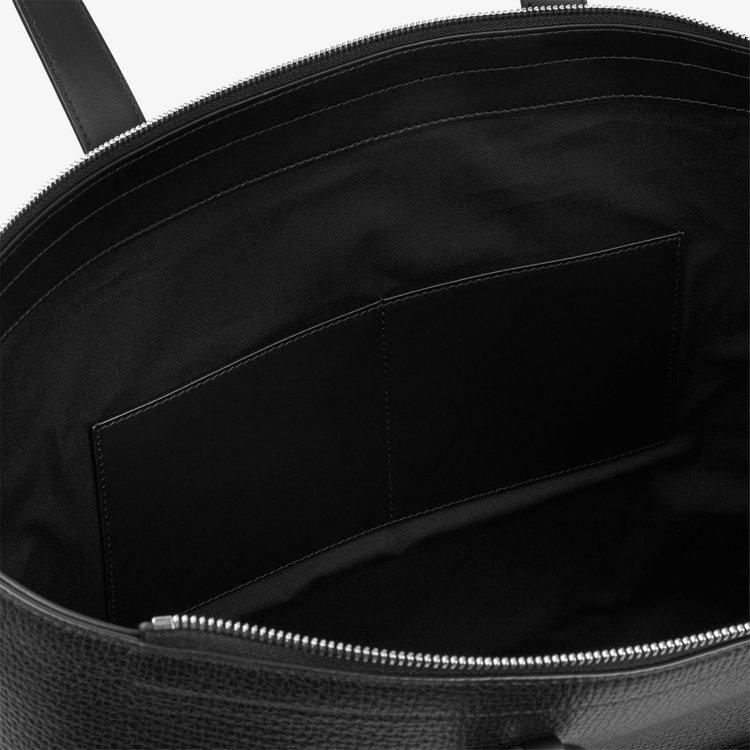 Smythson Travel Tote Bag with Zip in Ludlow BLACK