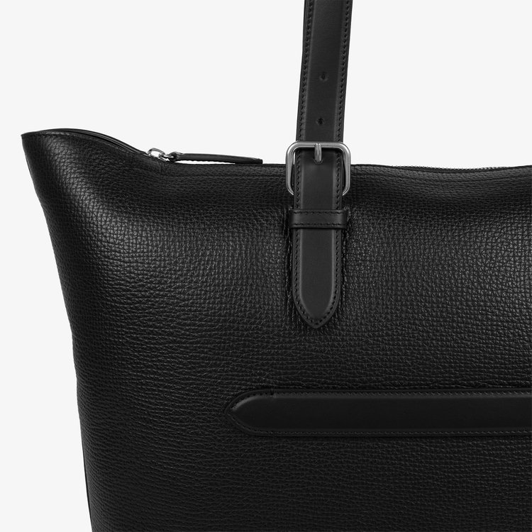 Smythson Travel Tote Bag with Zip in Ludlow BLACK