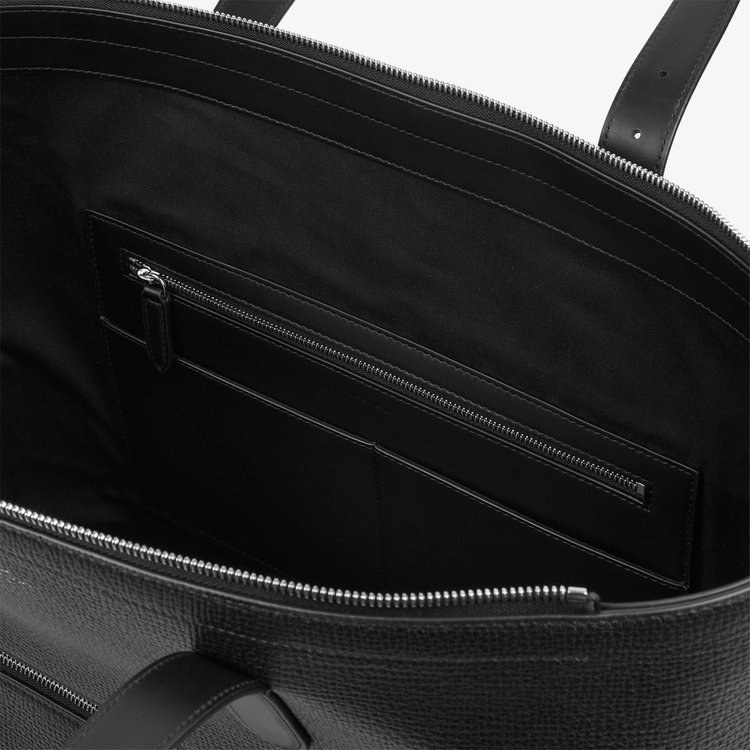 Smythson Travel Tote Bag with Zip in Ludlow BLACK