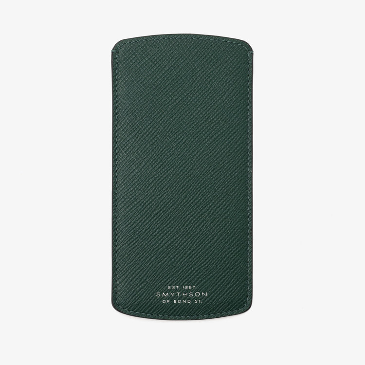 Smythson Panama Leopard Opt Glasses Case FOREST GREEN