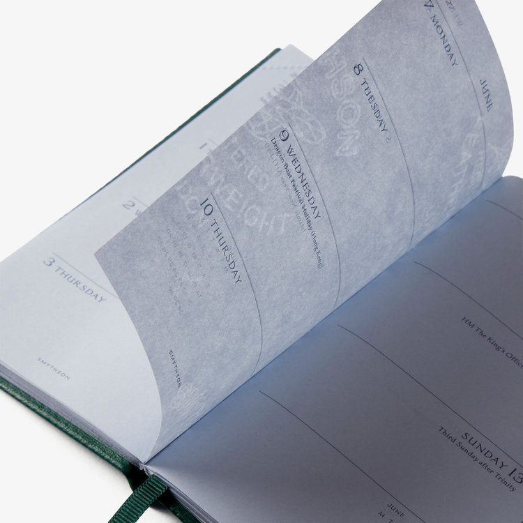 Smythson 【予約】2027 Panama Weekly Diary in Pastegrain FOREST GREEN
