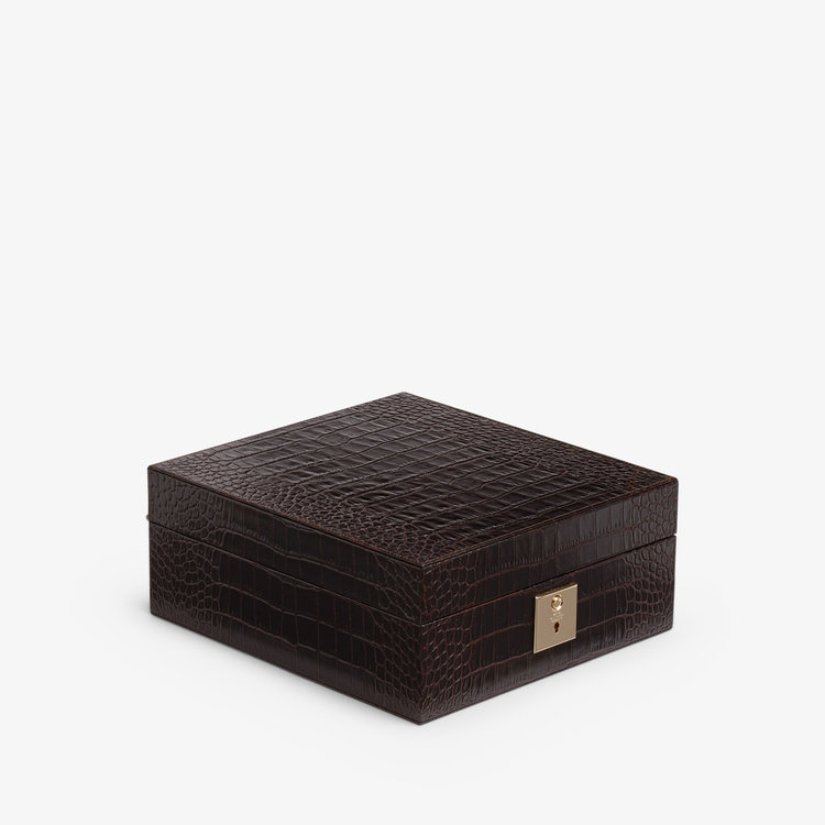 Smythson Mara Lockable Watch Box BROWN