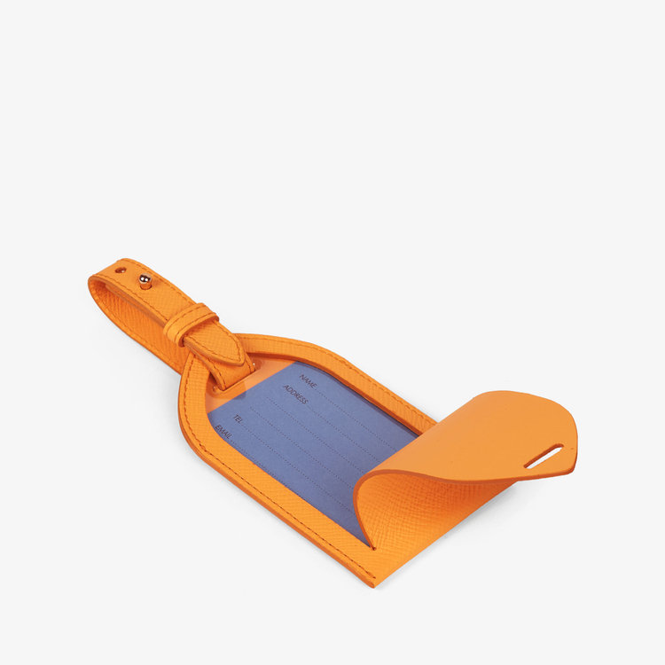 Smythson Panama Luggage Tag LIGHT ORANGE