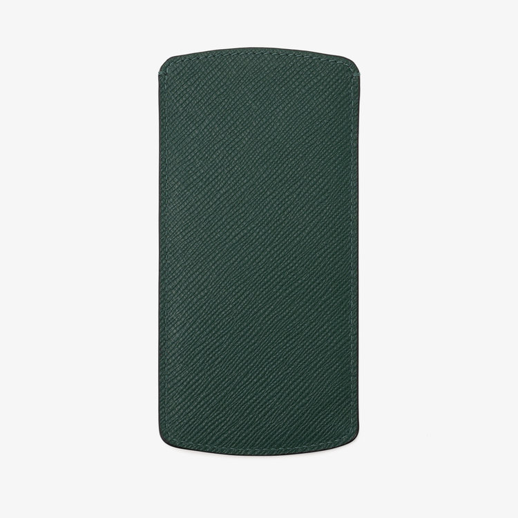 Smythson Panama Leopard Opt Glasses Case FOREST GREEN