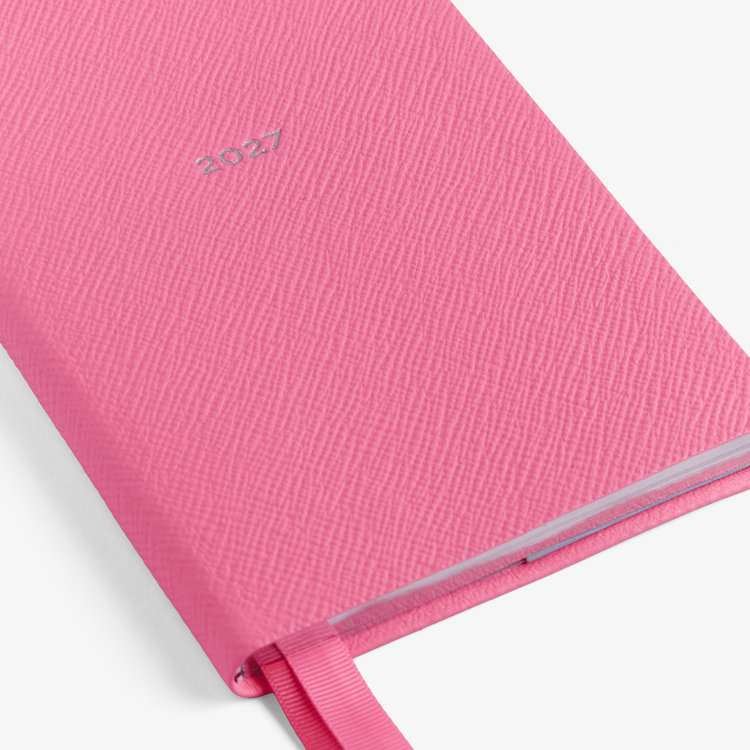 Smythson 2027 Chelsea Weekly Diary in Pastegrain FLAMINGO