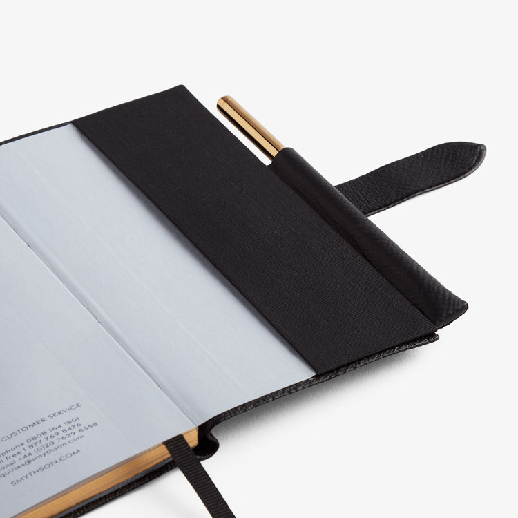 Smythson 2027 Panama Weekly Diary with Pencil in Pastegrain BLACK