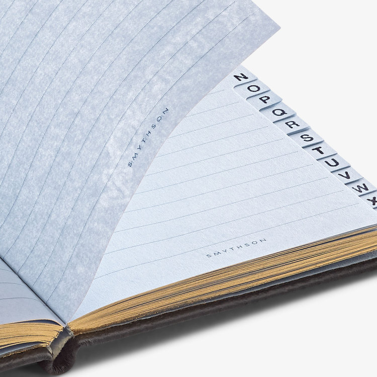 Smythson Pastegrain Wafer Little  Book Index BLACK