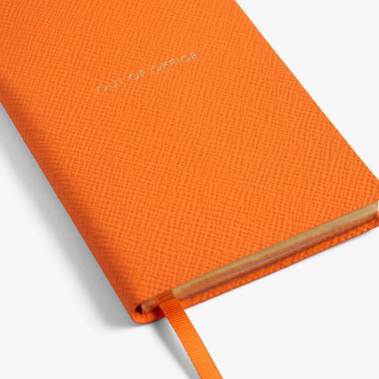 Smythson Pastegrain Panama Out of Office BRIGHT TANGERINE