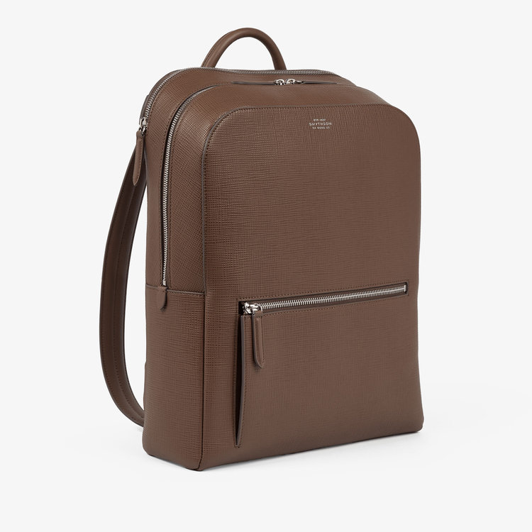Smythson Panama Zip Around Backpack FAWN