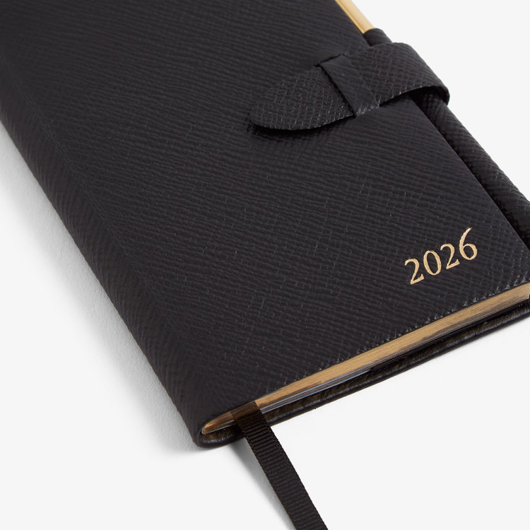 Smythson 【予約】2027 Panama Weekly Diary with Pencil in Pastegrain BLACK