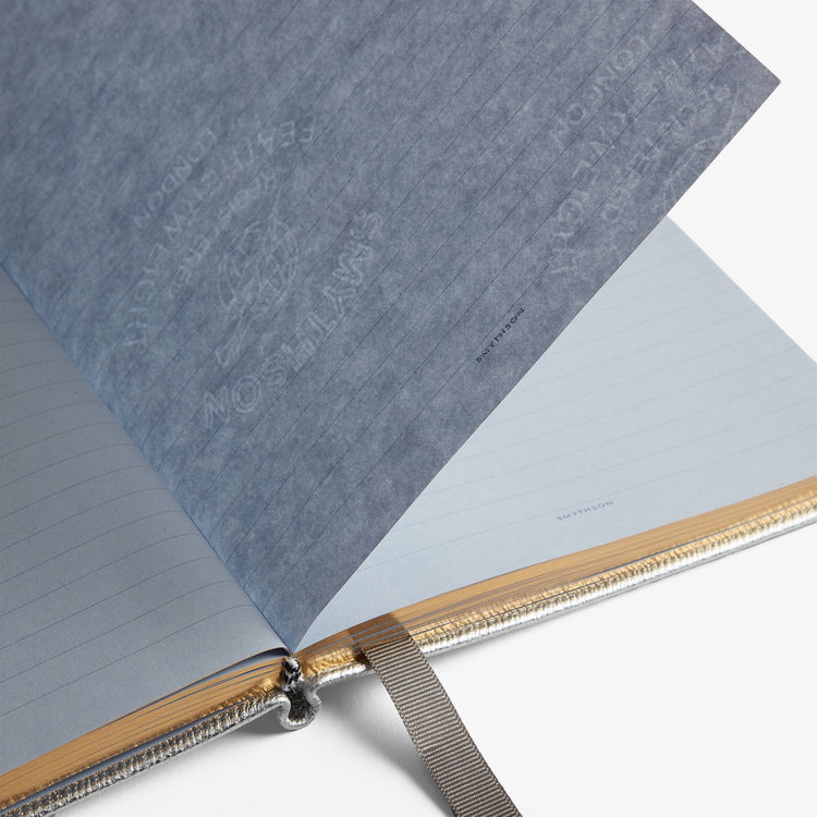 Smythson Pastegrain Stars Soho Notebook SILVER
