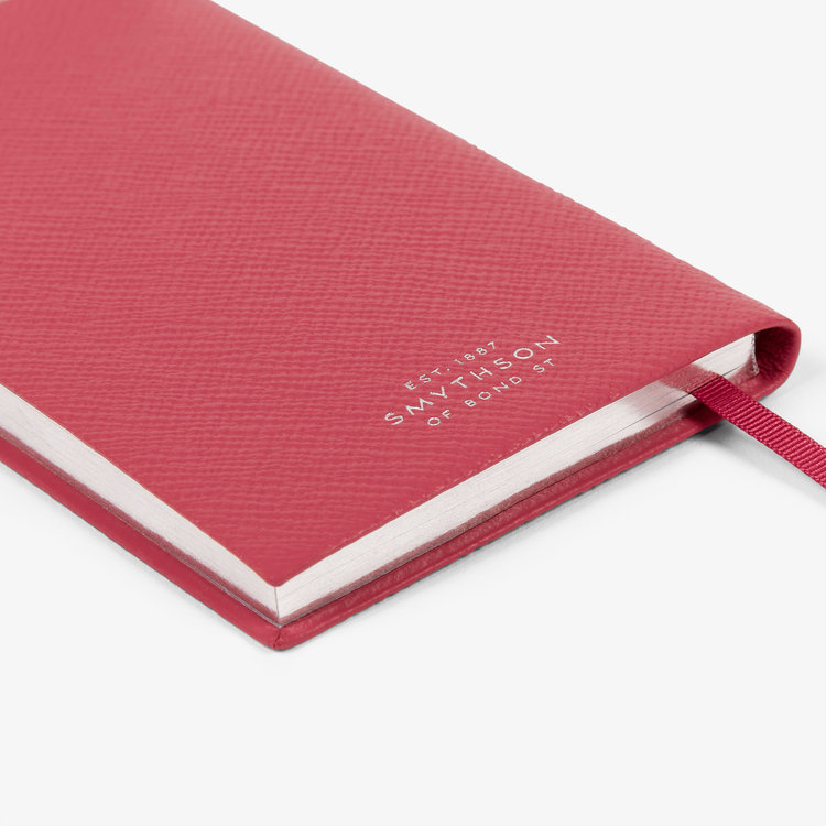 Smythson Out of Office Panama Notebook in Pastegrain RASPBERRY