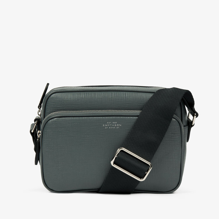 Smythson Double Zip Pouch Crossbody Bag in Panama S GREEN