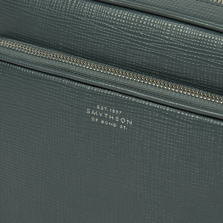 Smythson Double Zip Pouch Crossbody Bag in Panama S GREEN