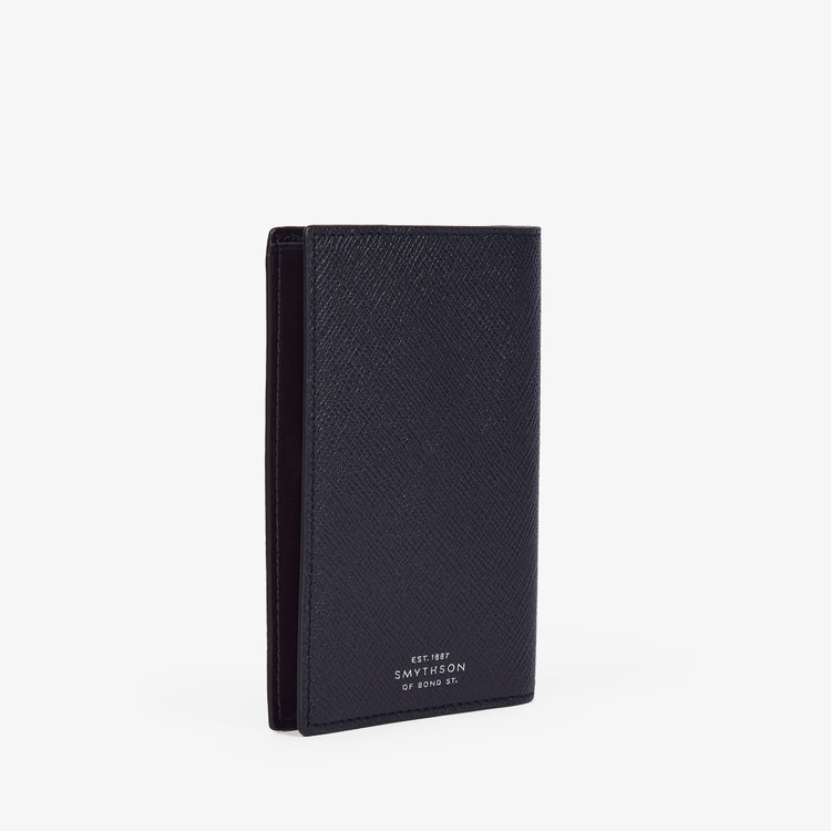 Smythson Passport Cover in Panama Stripe NAVY