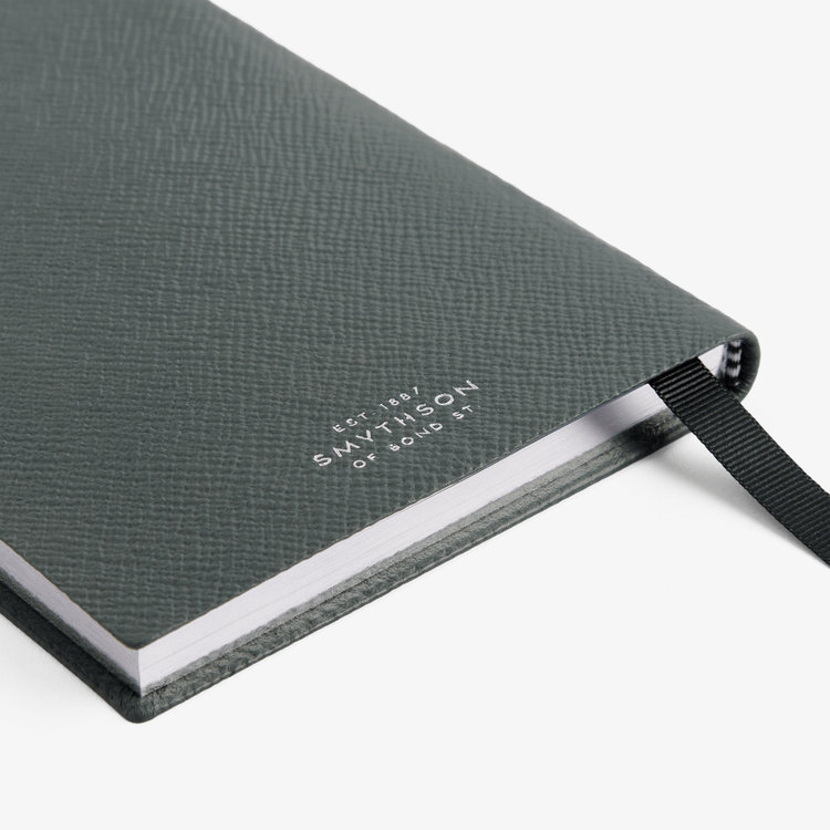 Smythson Pastegrain Chelsea Notebook SLATE GREEN