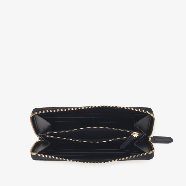 Smythson Panama Large Zip Around Purse BLACK