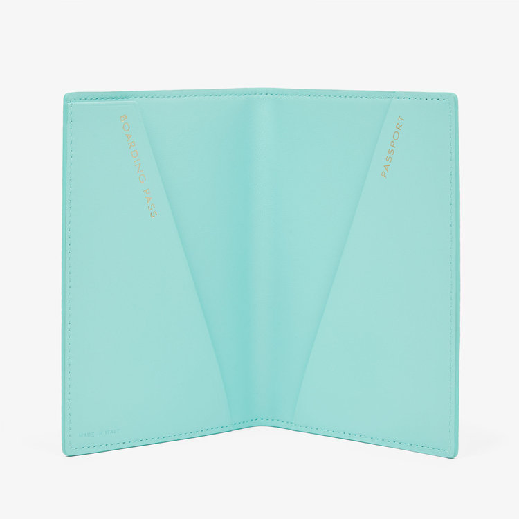Smythson Panama Passport Cover BRIGHT AQUA